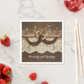 Rustiek Land Hoefijzers Kant Houten Bruiloft Servetten (Insitu)