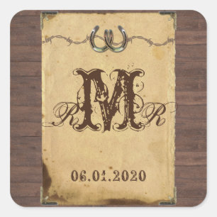 Rustiek Land Hoefijzers Monogram Sticker
