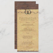 Rustiek Land Hoefijzers Prikkeldraad Bruiloft Menu (Voorkant / Achterkant)