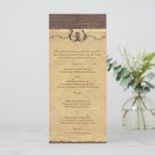 Rustiek Land Hoefijzers Prikkeldraad Bruiloft Menu (Staand voorkant)