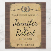 Rustiek Land Hoefijzers Prikkeldraad Wijnlabel Wijn Etiket (Enkel label)