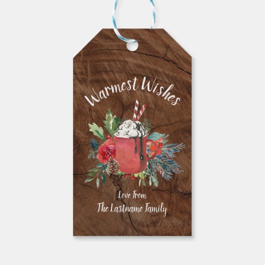 Rustiek Land Hot Chocolate Christmas Gift Label Cadeaulabel (Achterkant)