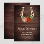 Rustiek Land Hout Bloemen Hoefijzer Aqiqah Kaart (Voorkant / Achterkant)