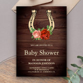Rustiek Land Hout Bloemen Hoefijzer Baby shower Kaart