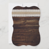 Rustiek Land Hout Burlap en Kant Bruiloft Kaart (Achterkant)