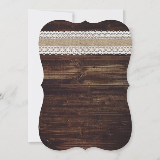 Rustiek Land Hout Burlap en Kant Bruiloft Kaart (Achterkant)