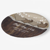 Rustiek Land Hout Burlap en Kant Bruiloft Papieren Bordje (Gekanteld)