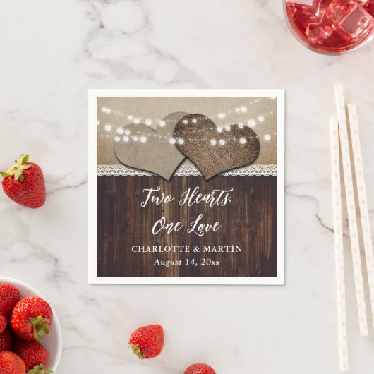 Rustiek Land Hout Burlap en Kant Bruiloft Servet (Insitu)