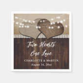 Rustiek Land Hout Burlap en Kant Bruiloft Servet (Voorkant)