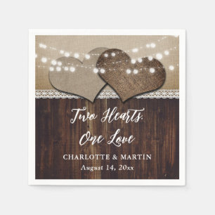 Rustiek Land Hout Burlap en Kant Bruiloft Servet