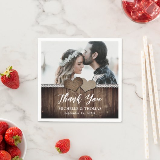 Rustiek Land Hout Burlap Kant Bruiloft Foto Servet (Insitu)