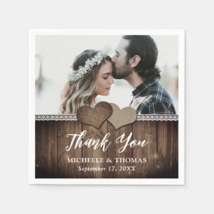 Rustiek Land Hout Burlap Kant Bruiloft Foto Servet