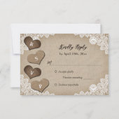 Rustiek Land Hout Burlap Kant Bruiloft RSVP Kaartje (Voorkant)