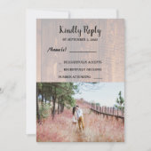 Rustiek land hout elegante foto bruiloft RSV Kaart