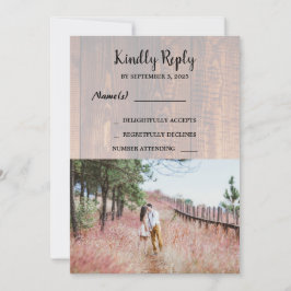 Rustiek land hout elegante foto bruiloft RSV Kaart