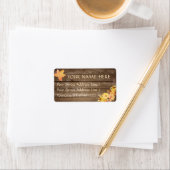 Rustiek Land Hout en Waterverf Herfstbloemen Etiket (Insitu)