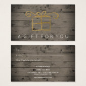 Rustiek land hout goud cadeau Kaart certificaat (Voorkant /achterkant)