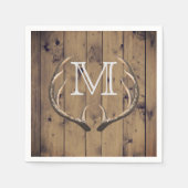 Rustiek Land Hout Herten Antlers Monogram Servetten (Voorkant)