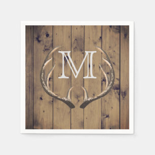Rustiek Land Hout Herten Antlers Monogram Servetten