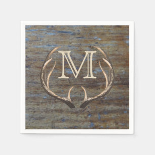 Rustiek Land Hout Herten Antlers Monogram Servetten