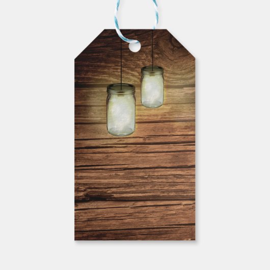 Rustiek Land Hout Mason Jar Lights Bruiloft Favor Cadeaulabel (Achterkant)