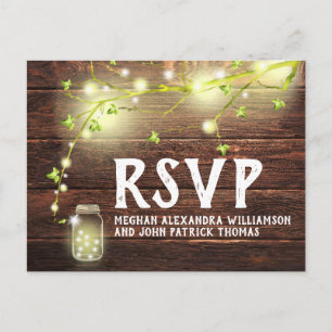 Rustiek Land Hout Mason Jar String Lights RSVP Briefkaart