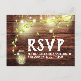 Rustiek Land Hout Mason Jar String Lights RSVP Briefkaart