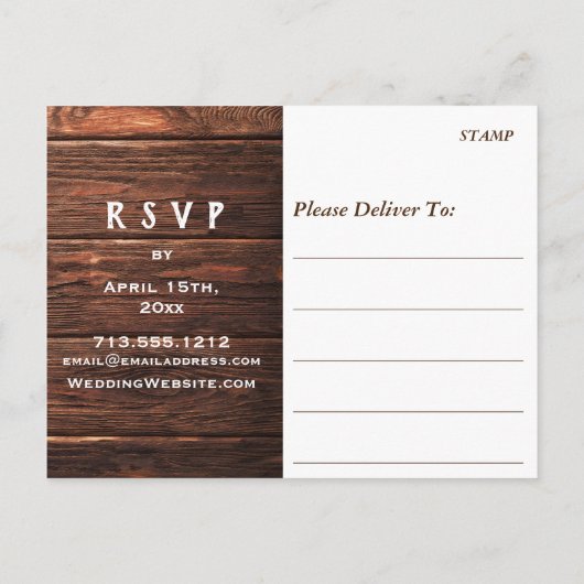 Rustiek Land Hout Mason String Lights Bruiloft Uitnodiging Briefkaart (Achterkant)