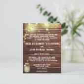 Rustiek Land Hout Mason String Lights Bruiloft Uitnodiging Briefkaart (Staand voorkant)