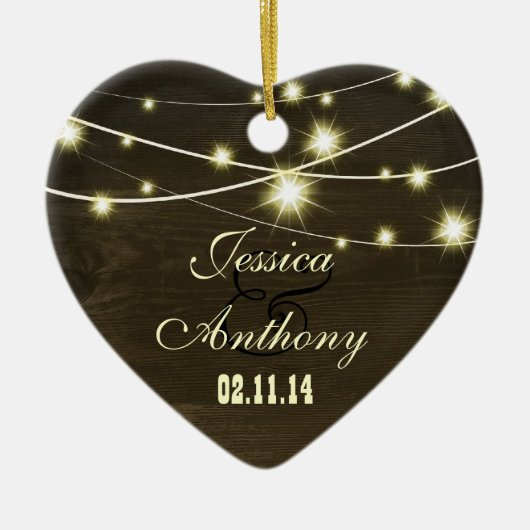 Rustiek land hout met een reeks van lichten keramisch ornament (Voorkant)