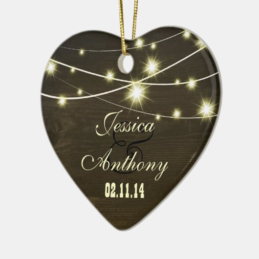 Rustiek land hout met een reeks van lichten keramisch ornament (Links)