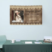 Rustiek Land Hout met Kant Foto Afstuderen Spandoek (Beurs)