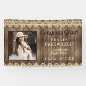 Rustiek Land Hout met Kant Foto Afstuderen Spandoek (Horizontaal)