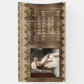 Rustiek Land Hout met Kant Foto Afstuderen Spandoek (Verticaal)