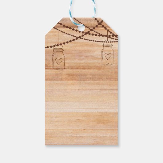 Rustiek land hout metselaar potten schuur bruiloft cadeaulabel (Achterkant)