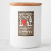 Rustiek land hout nemen huis's meer liefde bruilof voedselcontainer etiket (Voorkant)