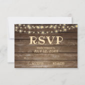 Rustiek Land Hout & String Lights RSVP (Voorkant)