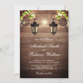 Rustiek Land Hout Tuin Lantaarns Bruiloft Kaart (Voorkant)