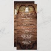 Rustiek Land Hout & Verlichte Mason Jars Programma Programmakaart (Voorkant / Achterkant)