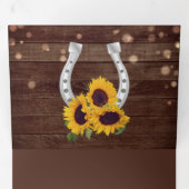 Rustiek Land Hout Zonnebloem Hoefijzer Bruiloft Drieluik Uitnodiging (Binnenzijde eerst)