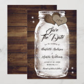 Rustiek Land Houten Lichten Mason Jar Bruiloft Save The Date (Voorkant / Achterkant)