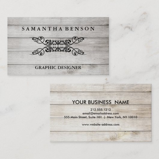 Rustiek Land Houten Textuur Grafisch Visitekaartje (Voorkant / Achterkant)