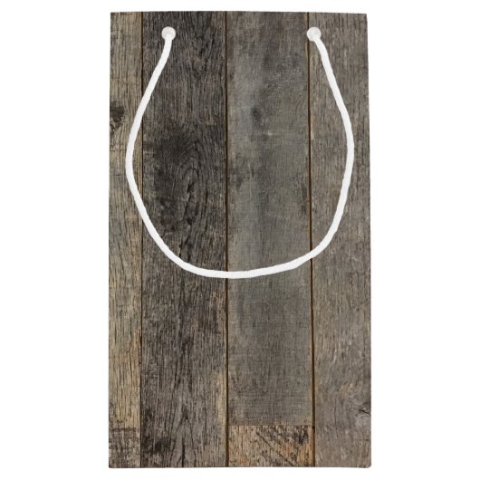 rustiek land houtnerf schuur bruiloft gunst klein cadeauzakje (Achterkant)