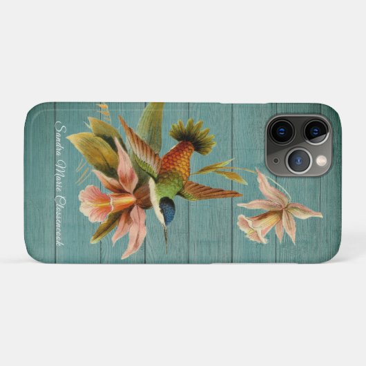 Rustiek Land Hummingbird bloemengroen Hout Case-Mate iPhone Case (Achterkant (horizontaal))