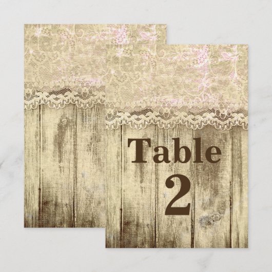 Rustiek Land Kant Tafel Nummer Kaart (Voorkant / Achterkant)