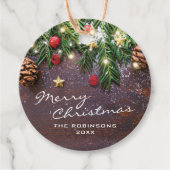 Rustiek Land Kerst Feestdagen Cadeau Bedankjes Labels (Voorkant)