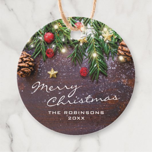 Rustiek Land Kerst Feestdagen Cadeau Bedankjes Labels (Voorkant)