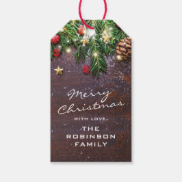Rustiek Land Kerst Feestdagen Cadeaulabel