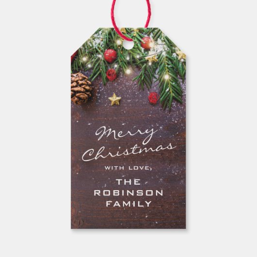 Rustiek Land Kerst Feestdagen Cadeaulabel (Achterkant)