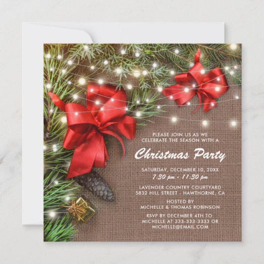 Rustiek Land Kerstboog Vakantie Party Kaart (Voorkant)